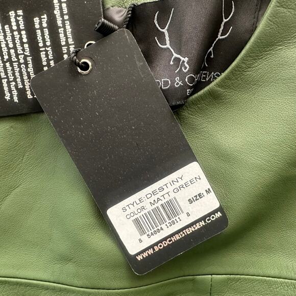 Bod & Christensen Destiny Leather Shift Dress Matte Green NEW Size Medium - Picture 6 of 10